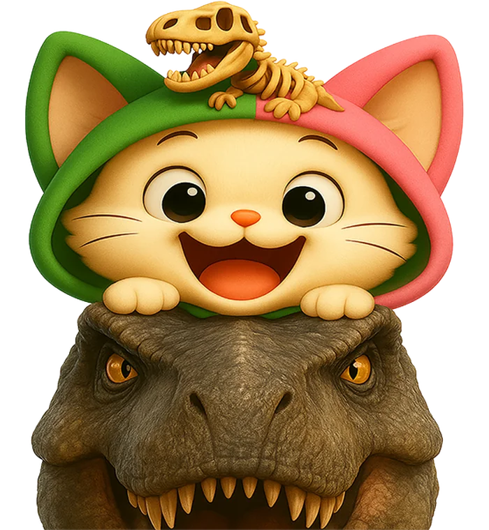 Kiwi con un dinosaurio