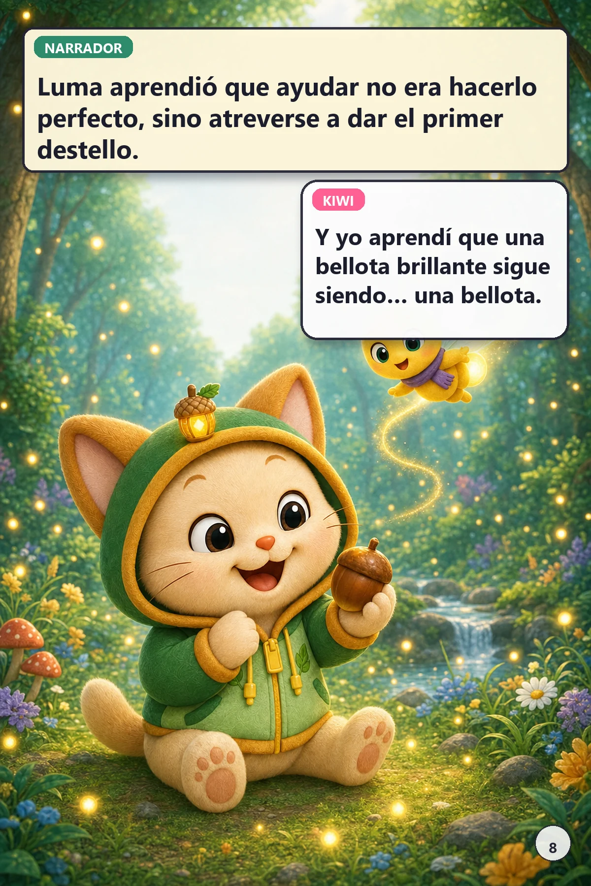 Kiwi y Luma celebran que la luciérnaga vuelve a confiar en su luz