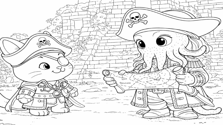 Dibujo de kiwi conoce a los piratas para imprimir y colorear