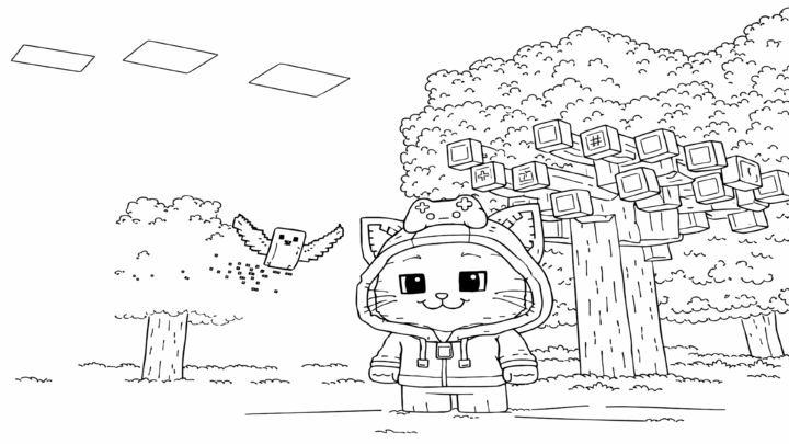 Dibujo de kiwi explorador en el bosque para imprimir y colorear