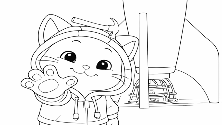 Dibujo de kiwi mecánico en el taller para imprimir y colorear