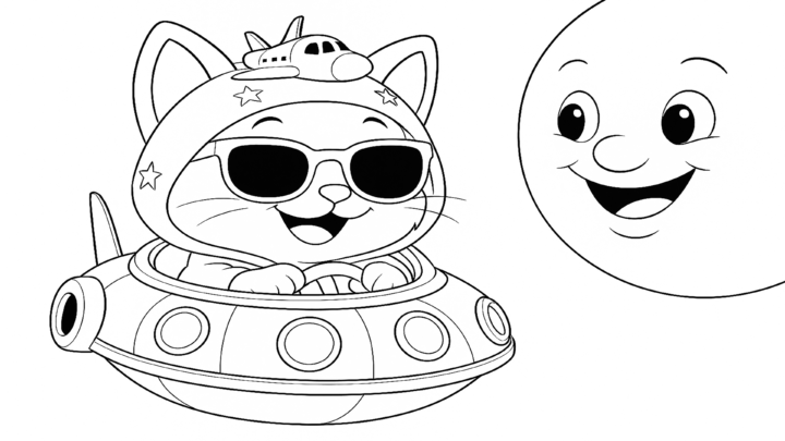 Dibujo de kiwi viaja a la luna para imprimir y colorear
