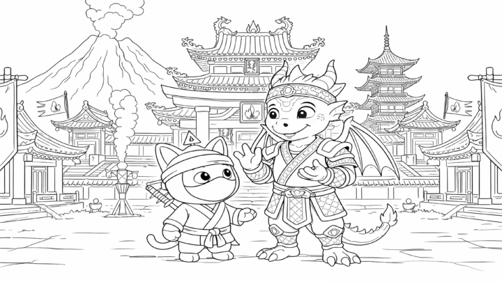 Dibujo de kiwi visita el japón antiguo para imprimir y colorear