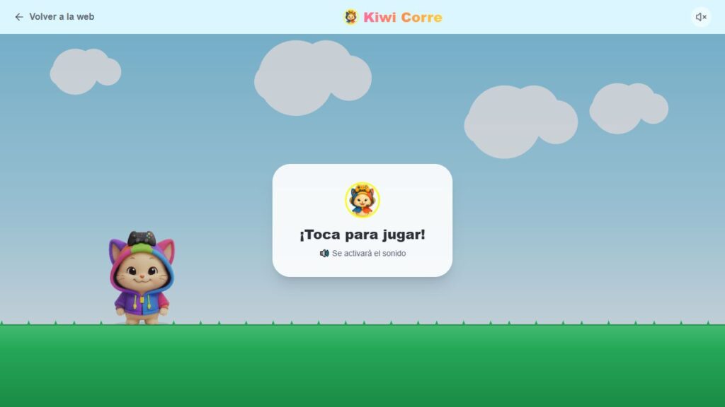 Kiwi preparado para correr en el videojuego infantil Kiwi Corre