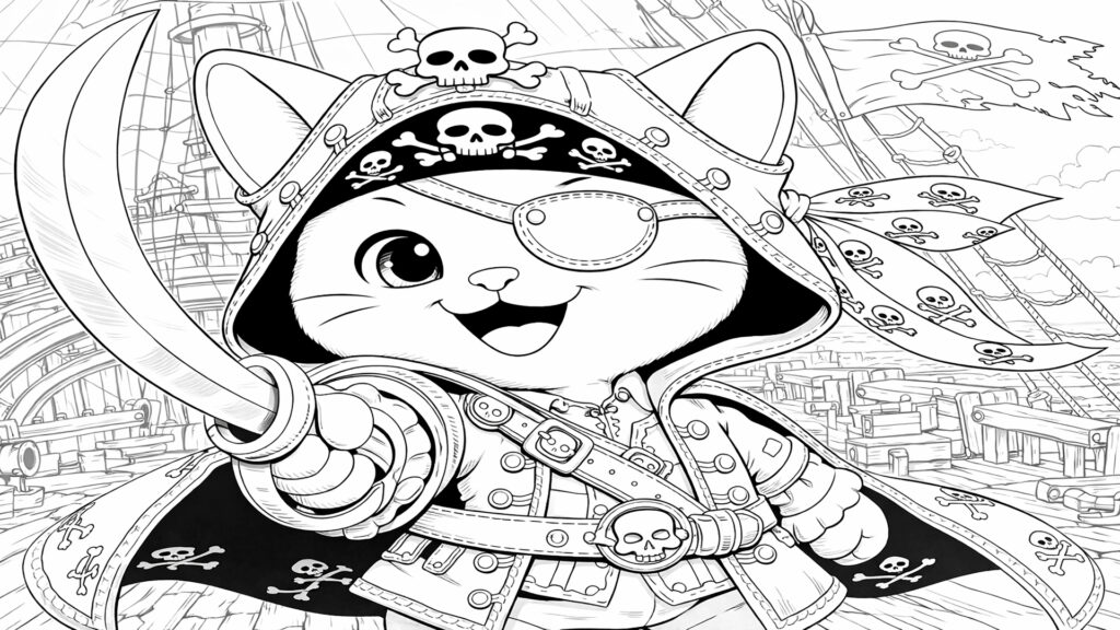 Captain Pirate Kiwi coloring page for kids